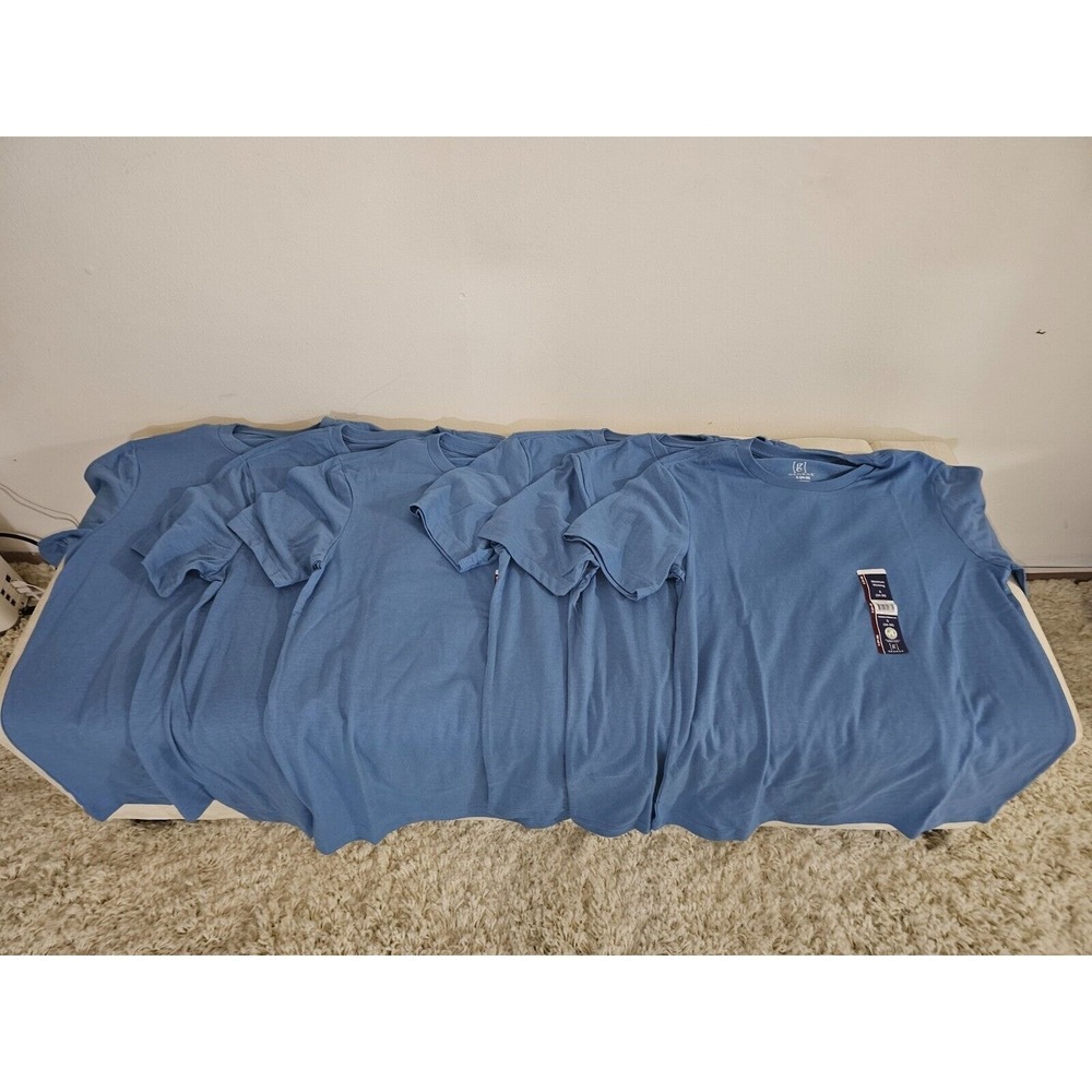 2024 Model GT102 George Men Short Sleeve Crew Neck T Shirt Lot of 6 Blue